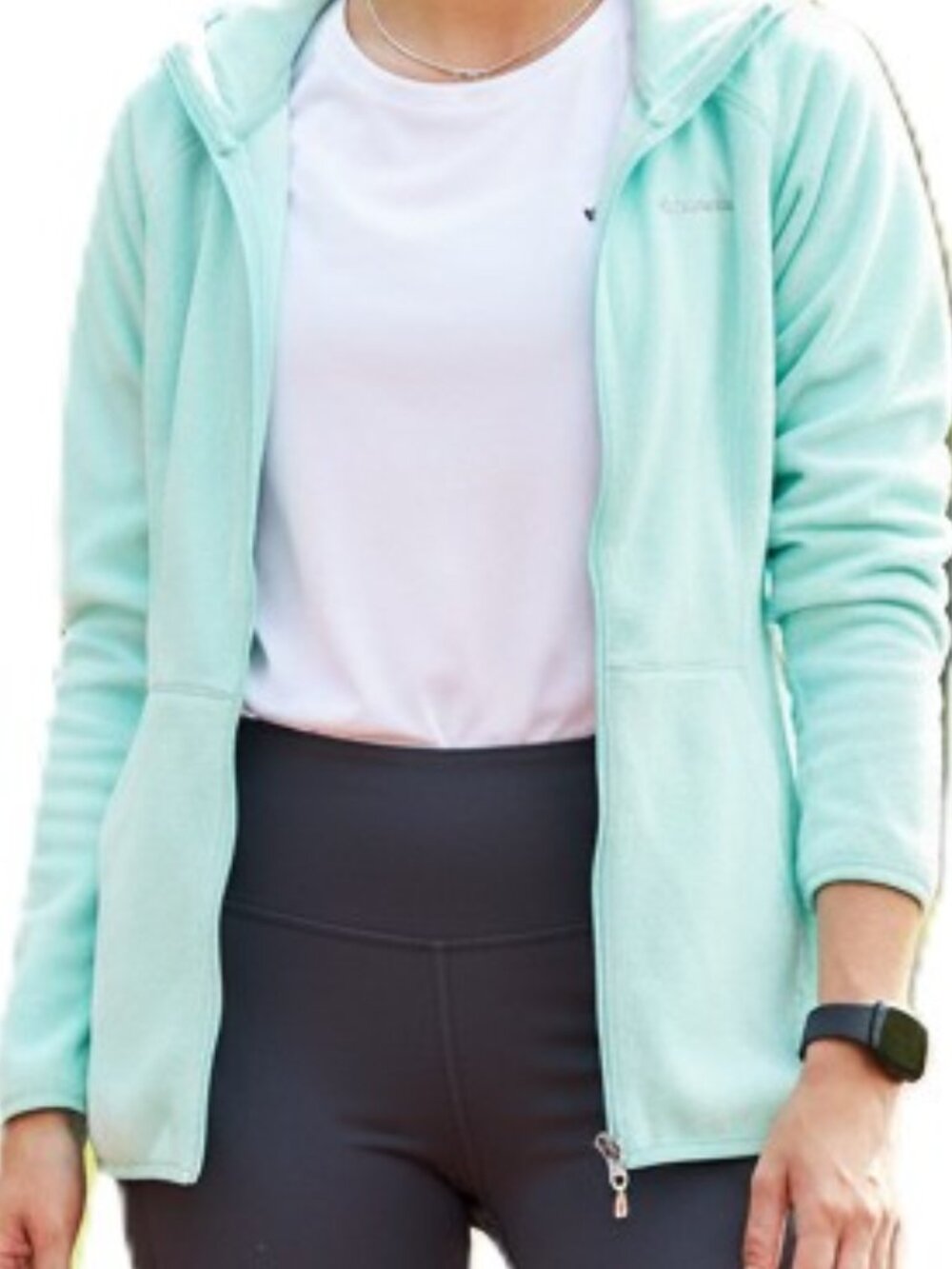 Columbia Aqua/Mint Lightweight Fleece Zip-Up Spring Jacket Size XS EUC